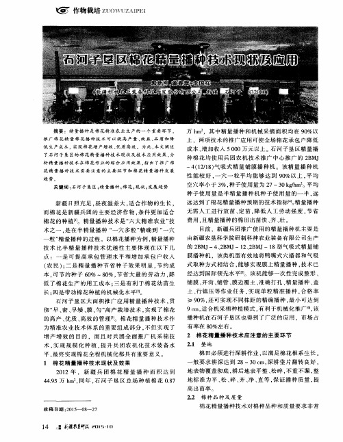 石河子垦区棉花精量播种技术现状及应用