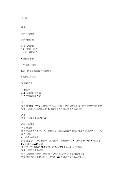 东芝电梯CV180故障诊断