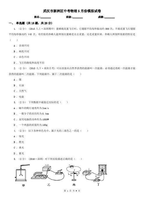 武汉市新洲区中考物理5月份模拟试卷