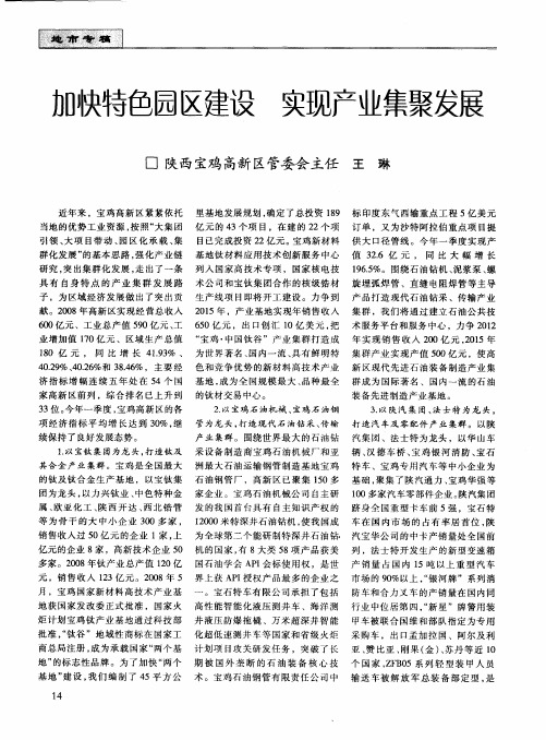 加快特色园区建设实现产业集聚发展