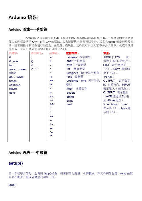 ARDUINO语法篇