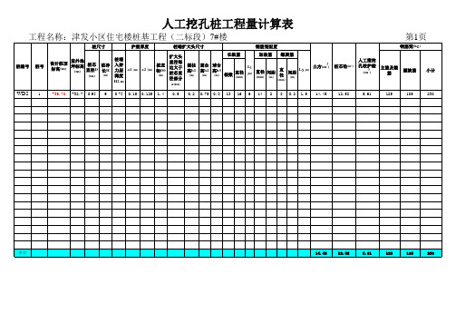 人工挖孔桩工程量计算表 含钢筋笼计算 