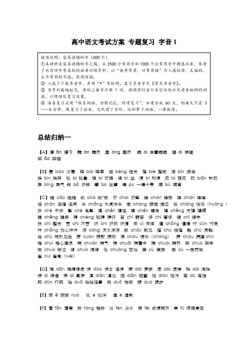 高考语文第一轮复习字音复习专题1