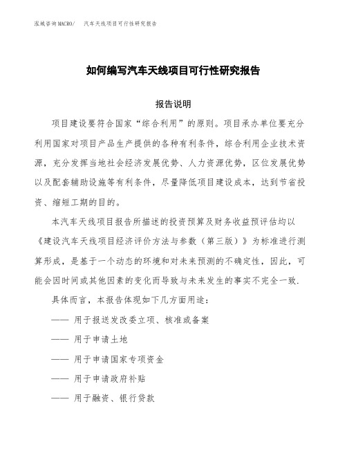 如何编写汽车天线项目可行性研究报告