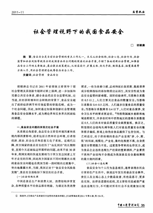社会管理视野下的我国食品安全