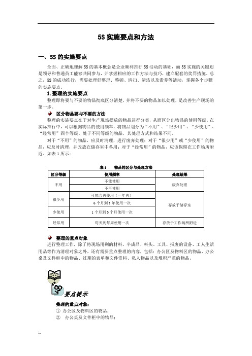 5S管理实施的要点和方法