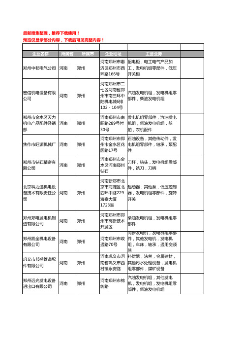 新版河南省郑州发电机组零部件工商企业公司商家名录名单联系方式大全13家