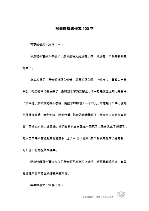 写事的精选作文100字