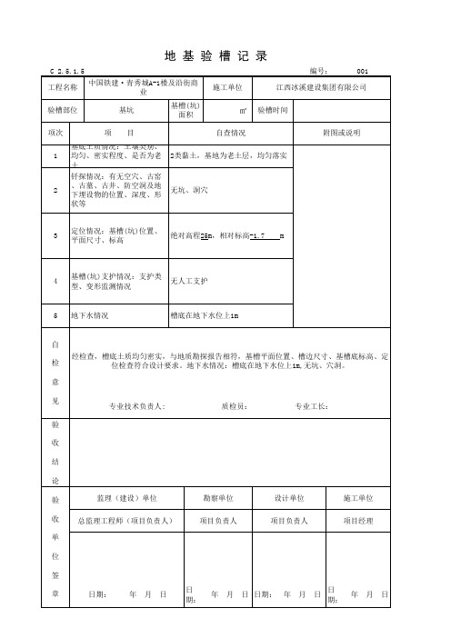 地基验槽记录