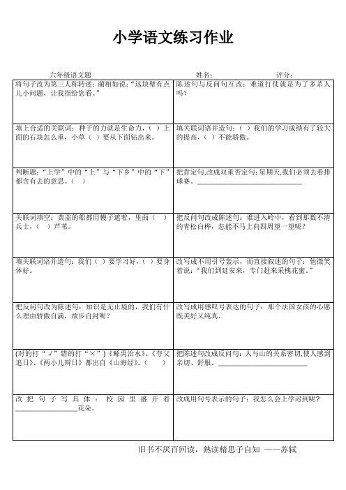 小学语文练习作业1