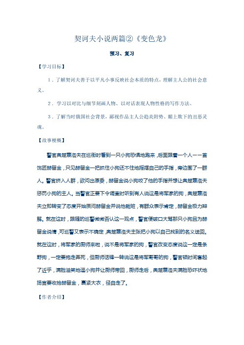 契诃夫小说两篇《变色龙》学案