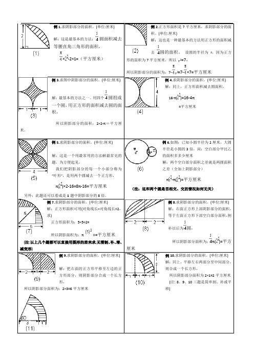 小学六年级求阴影部分面积试题和答案