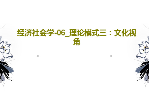 经济社会学-06_理论模式三：文化视角35页PPT
