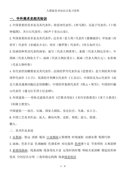 人教版美术知识点复习资料