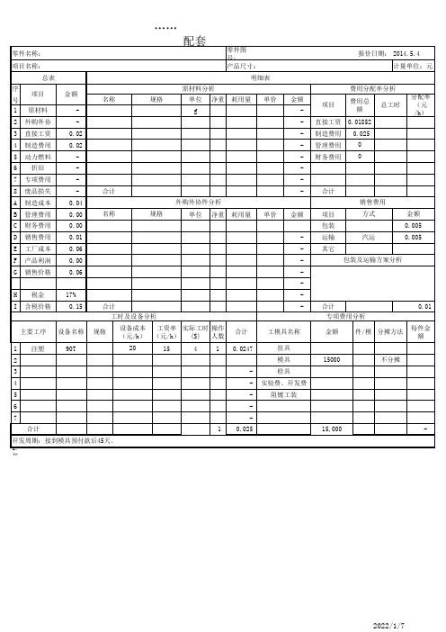 汽车配件报价明细格式