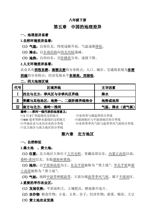 人教版八年级下册地理知识点总结62352