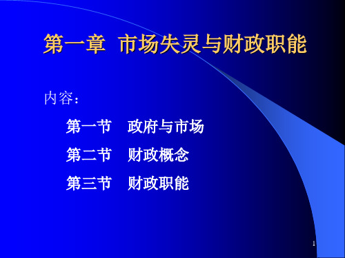 高级宏观经济学第一章市场失灵和财政职能