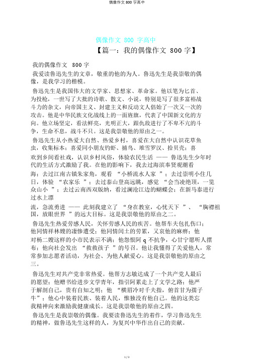 偶像作文800字高中