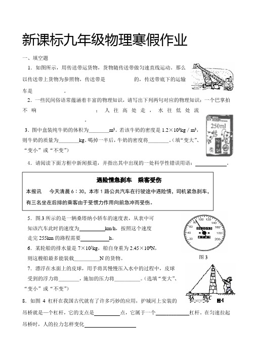 新课标九年级物理寒假作业p4 (33)