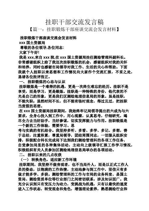 挂职干部交流发言稿