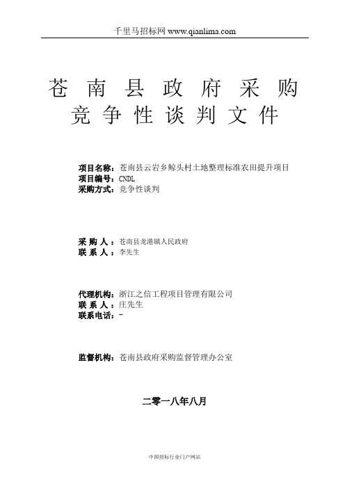 土地整理标准农田提升项目招投标书范本