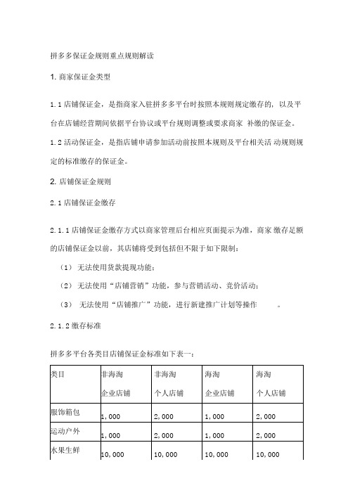 拼多多保证金规则重点规则解读