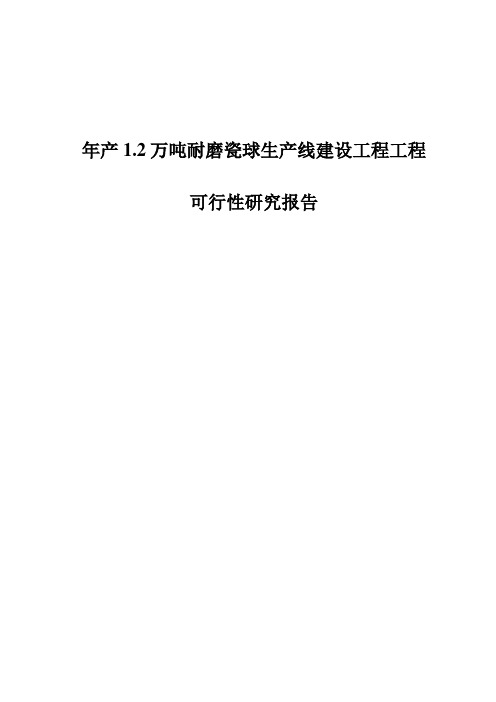 年产146;2万吨耐磨瓷球生产线建设工程项目可行性研究报告