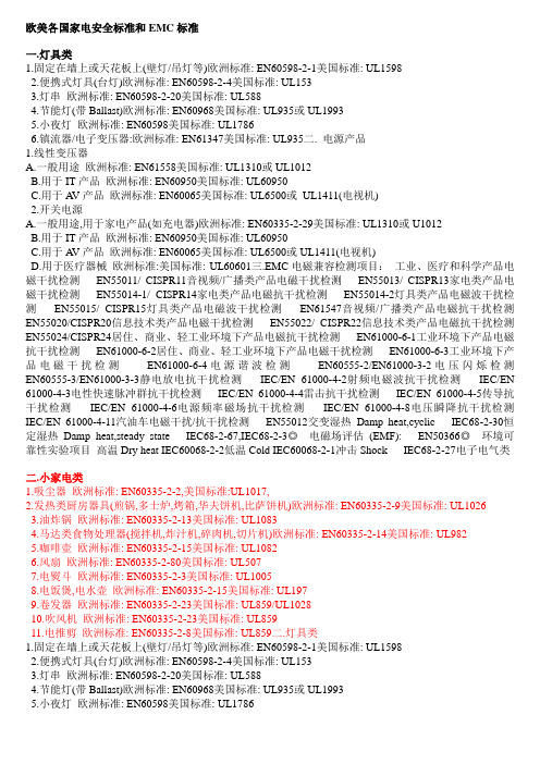 欧美各国的安全标准和EMC标准