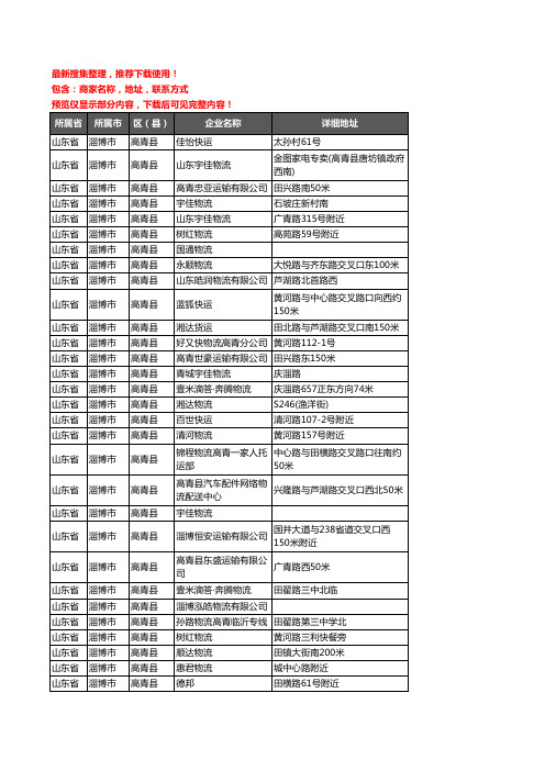 新版山东省淄博市高青县货运企业公司商家户名录单联系方式地址大全41家