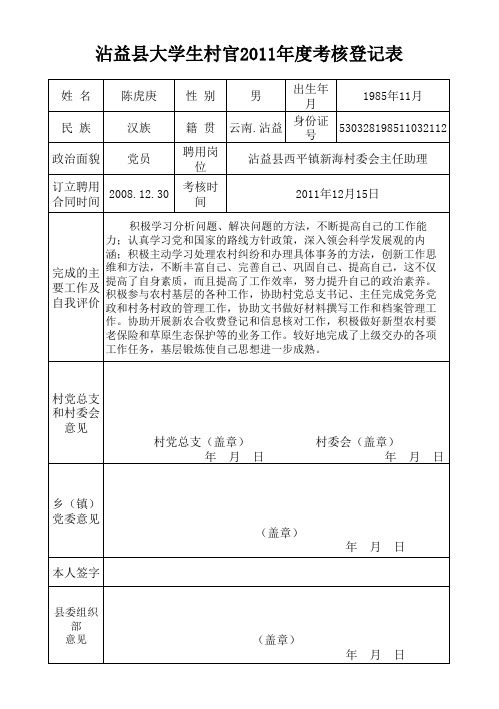 村官考核表