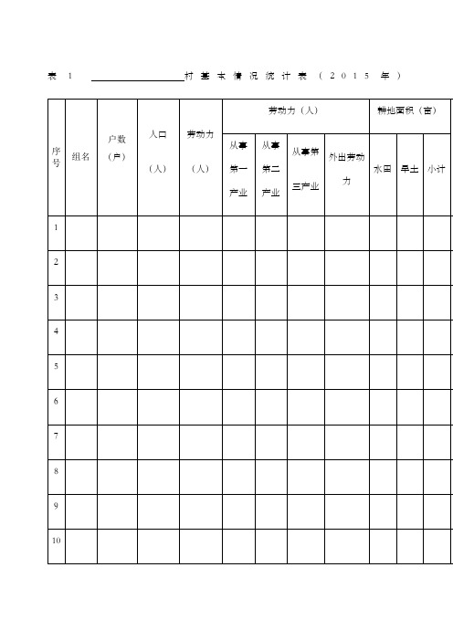 农村调查资料统计表全