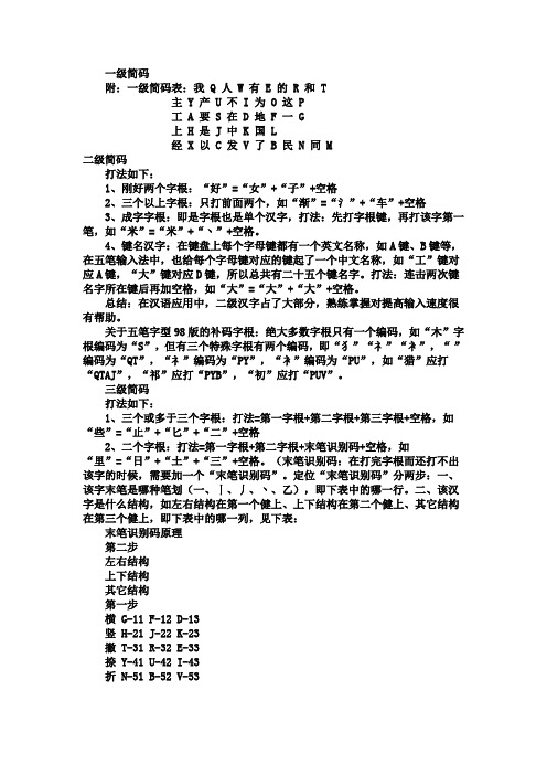 一级简码