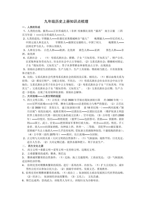 九年级历史上册知识点梳理