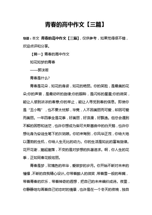 青春的高中作文【三篇】