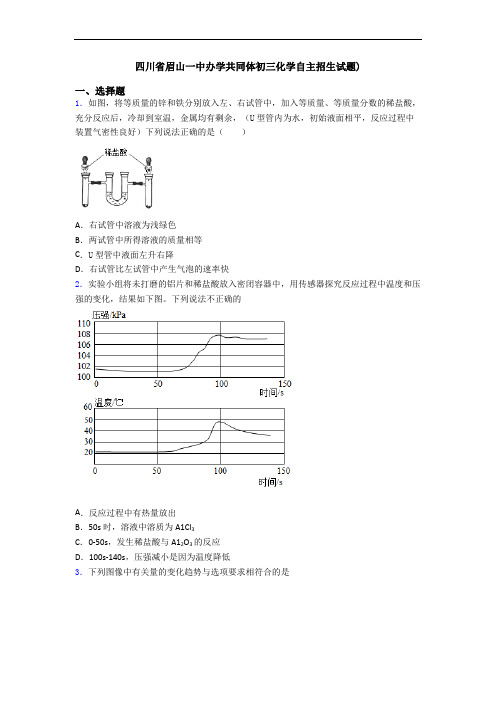 四川省眉山一中办学共同体初三化学自主招生试题)
