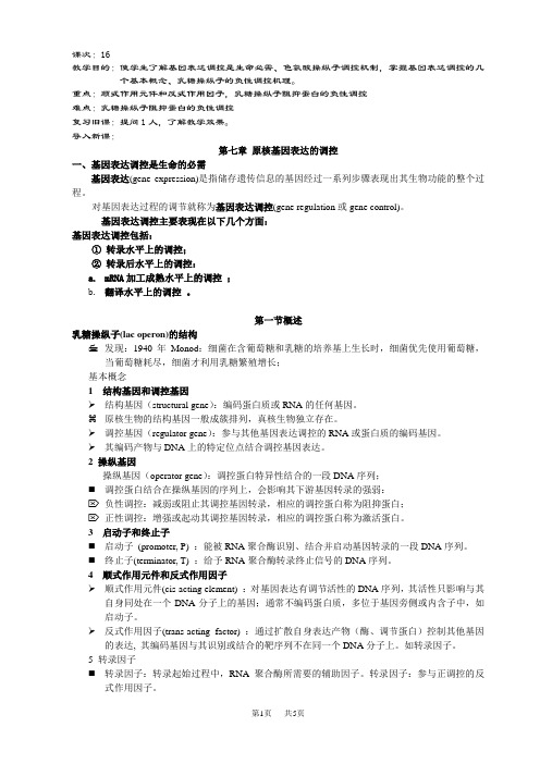 高中生物 第七章原核基因表达的调控