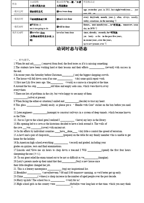 河北省石家庄市栾城中学2020-2021学年高三一轮复习 动词时态和语态专题(PDF版,无答案)