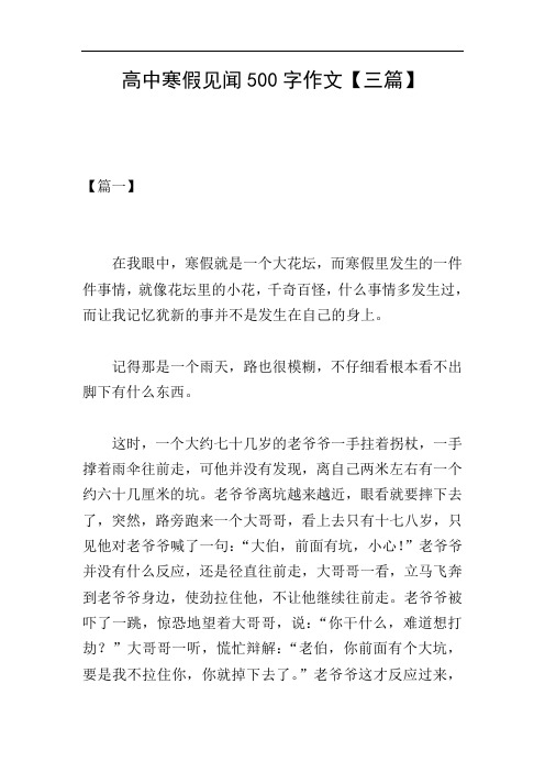 高中寒假见闻500字作文【三篇】