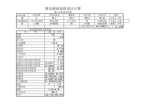 准双曲面齿轮设计计算