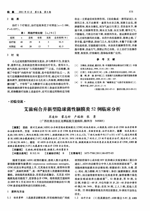 艾滋病合并新型隐球菌性脑膜炎52例临床分析