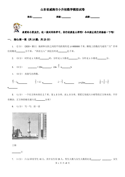 山东省威海市小升初数学模拟试卷