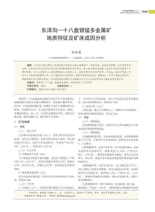 东泽沟—十八盘银锰多金属矿地质特征及矿床成因分析