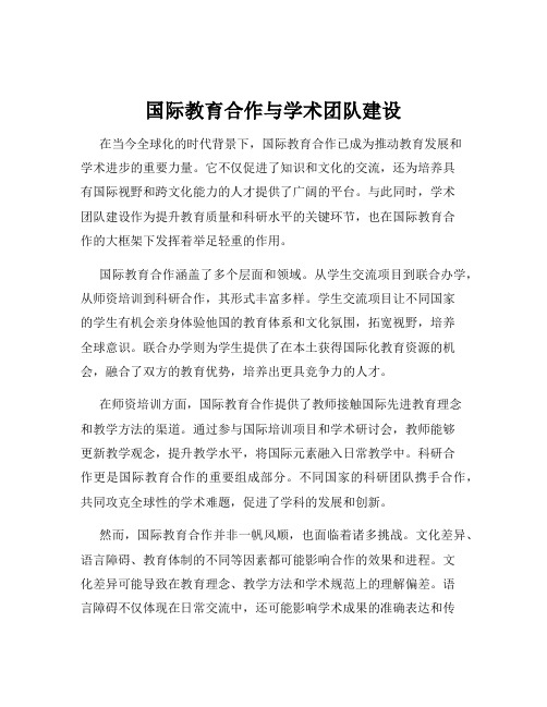 国际教育合作与学术团队建设