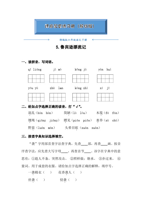 部编版六年级语文下册《5.鲁宾逊漂流记(节选) 》(课后练习题)(附答案)