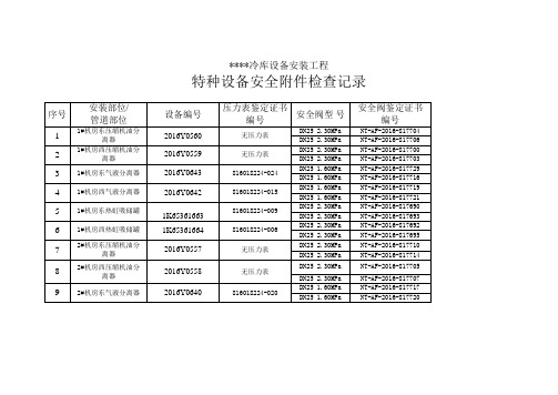 特种设备安全附件检查记录