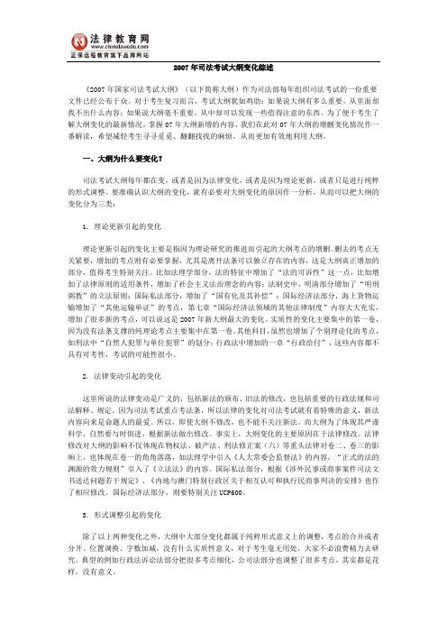 2007年司法考试大纲变化综述