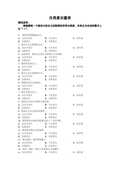 自我意识量表