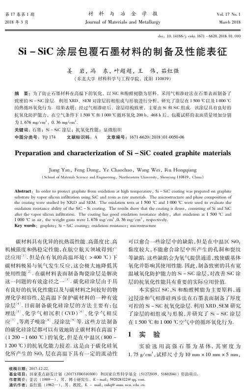 Si-SiC涂层包覆石墨材料的制备及性能表征