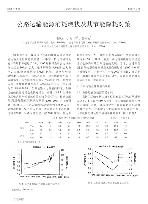 公路运输能源消耗现状及其节能降耗对策