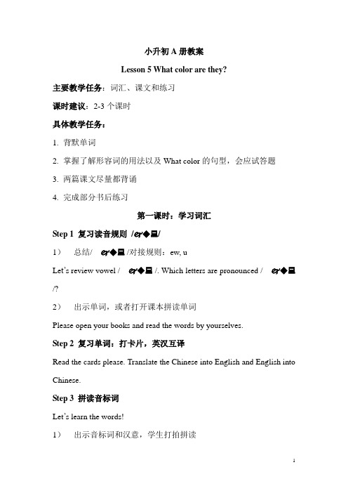 小升初A册教案Lesson5